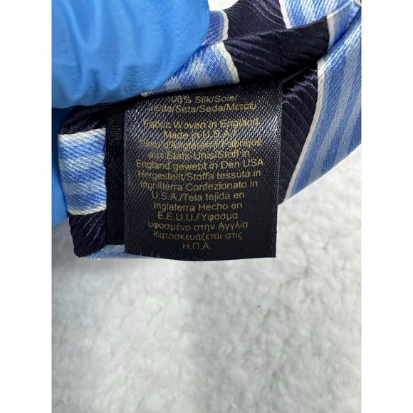 Brooks Brothers Makers Merchants Woven In England Stripe 100% Silk Tie Blue - Picture 7 of 7